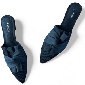 VIVAIA Pointed-Toe Knotted Mule Sandal Yaffa Pro Black Knit Antimicrobial EU 43